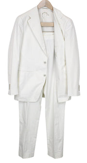 SUITSUPPLY Havana Jetted Men Suit UK38R Pure Cotton White Slim 2-Piece Unlined