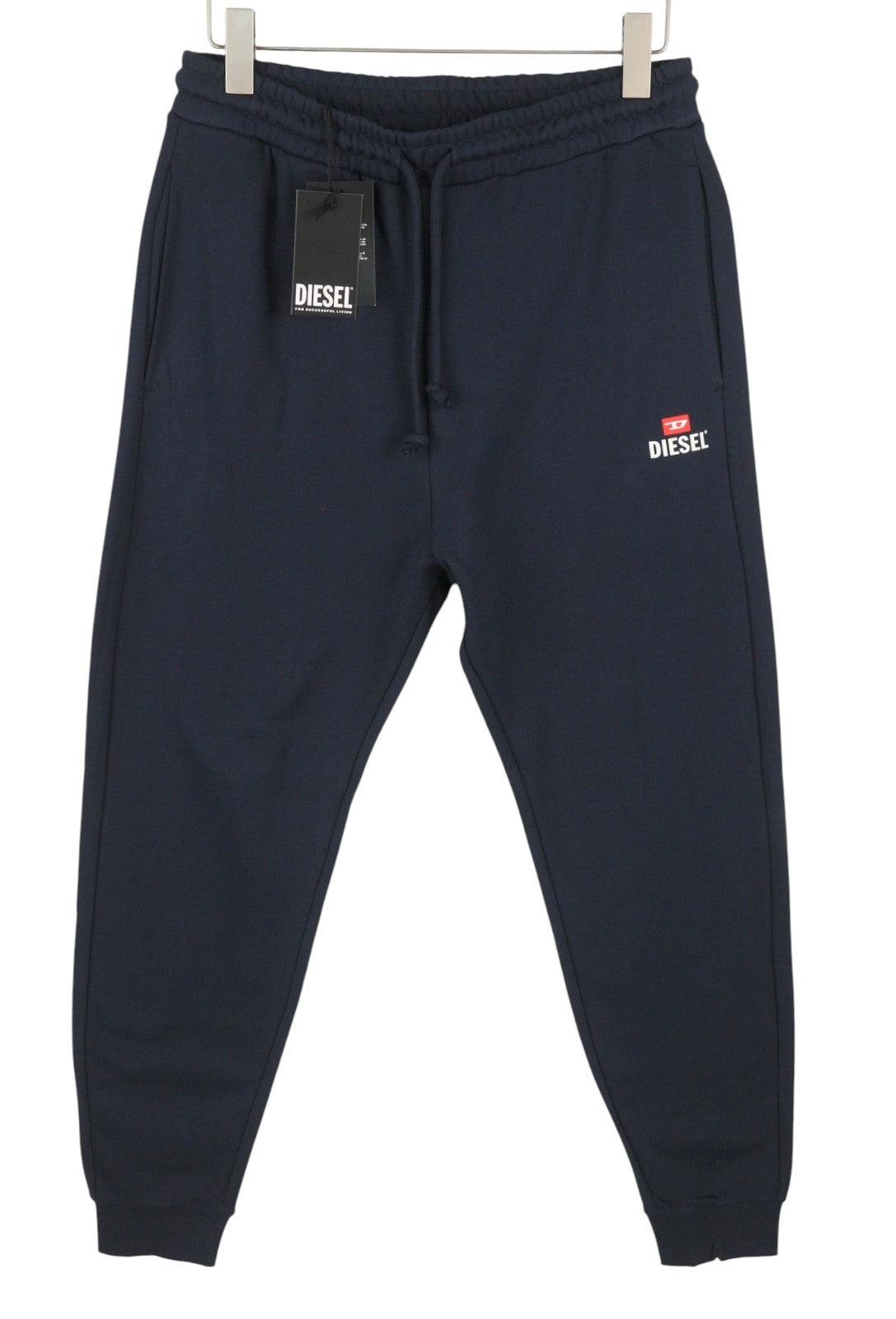 DIESEL P-Tary New D Logo Men Trousers 2XL Dark Blue Drawstring Waist Sweatpants