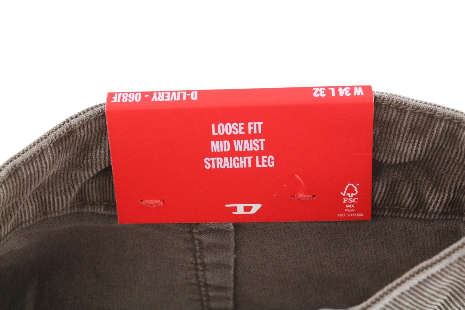 DIESEL D-Livery 068JF Men Trousers W34/L32 Loose Straight Leg Corduroy RRP275