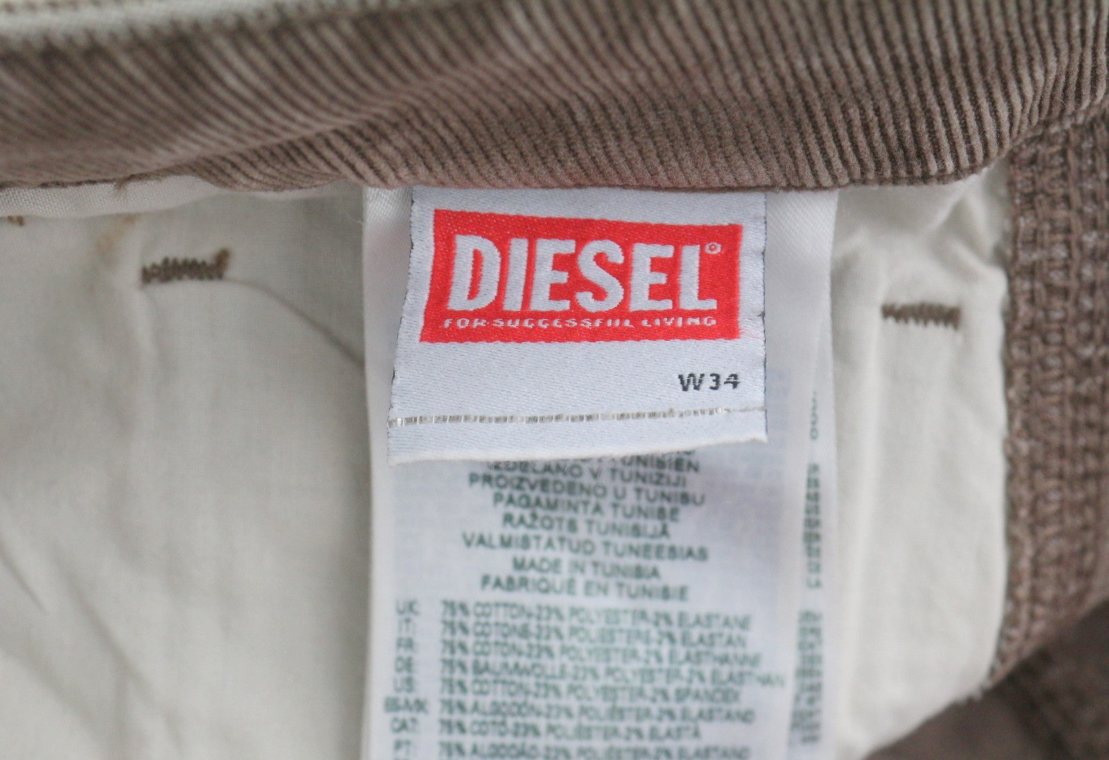 DIESEL D-Livery 068JF Men Trousers W34/L32 Loose Straight Leg Corduroy RRP275