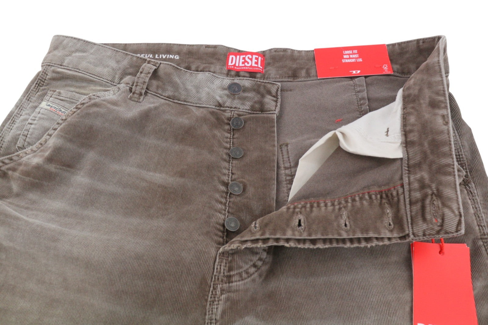 DIESEL D-Livery 068JF Men Trousers W32/L32 Loose Straight Leg Corduroy RRP275