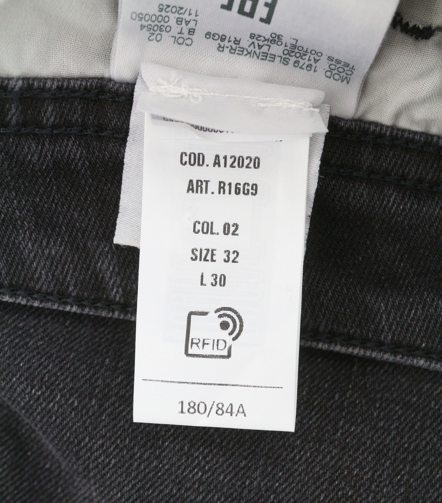 DIESEL Sleenker-R R16G9 Men Jeans W32/L30 Black Whiskers Faded Skinny RRP150