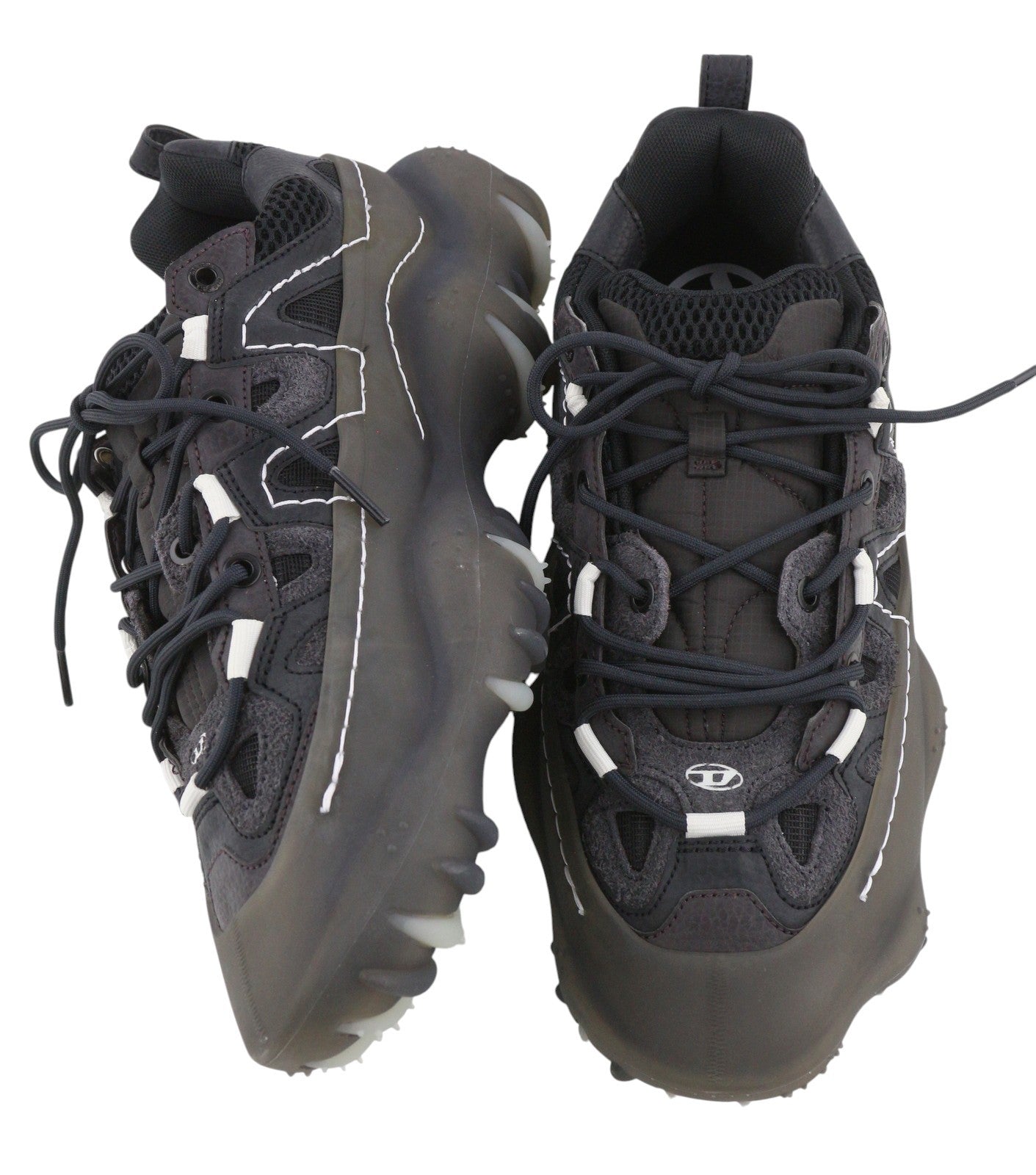 DIESEL S-Prototype P1 Men Sneakers EU43 Black Leather Details Low Top RRP350