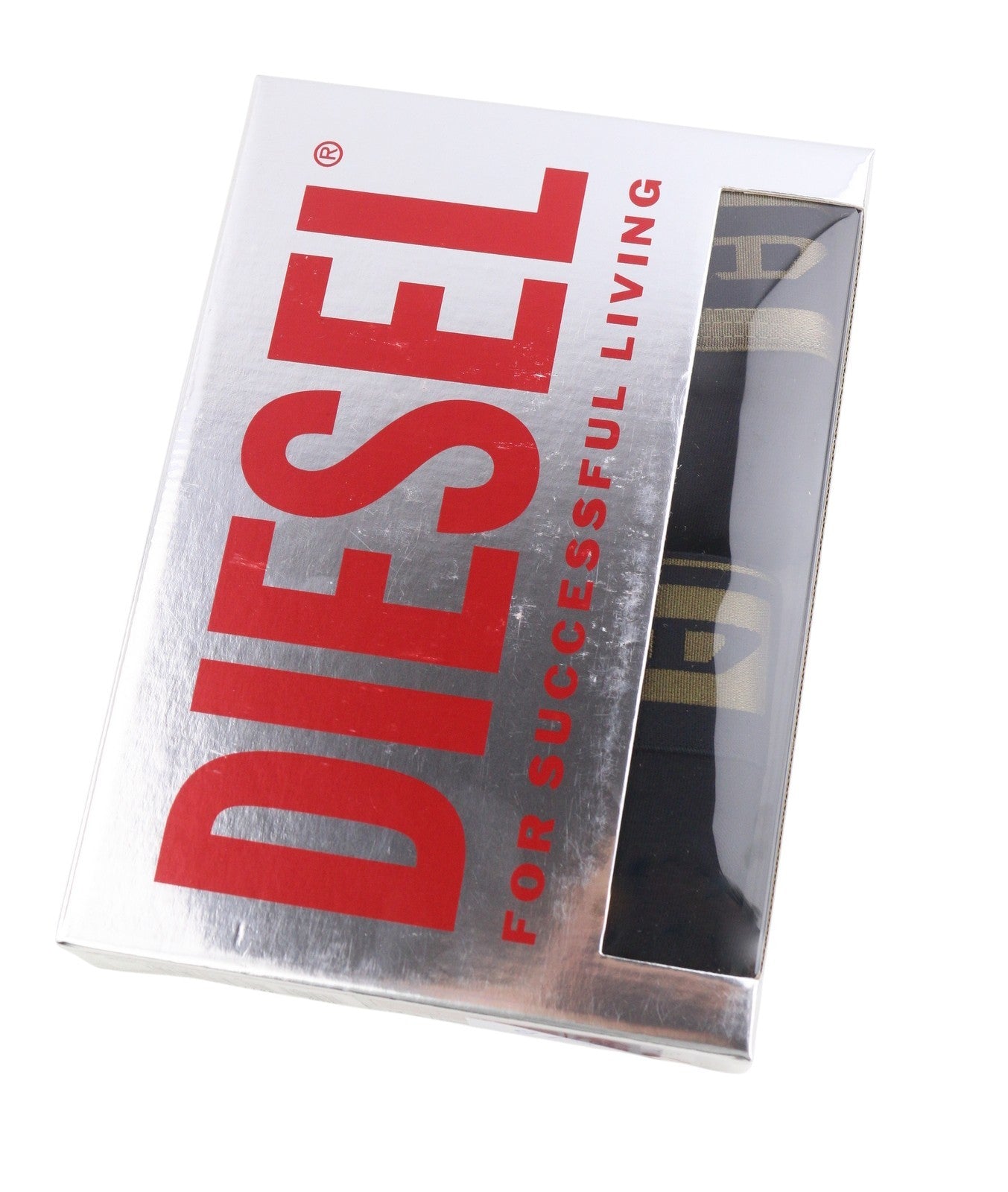DIESEL Damien-Gft-2Pack Men Underwear M Black Elastic Waist Trunk Boxers
