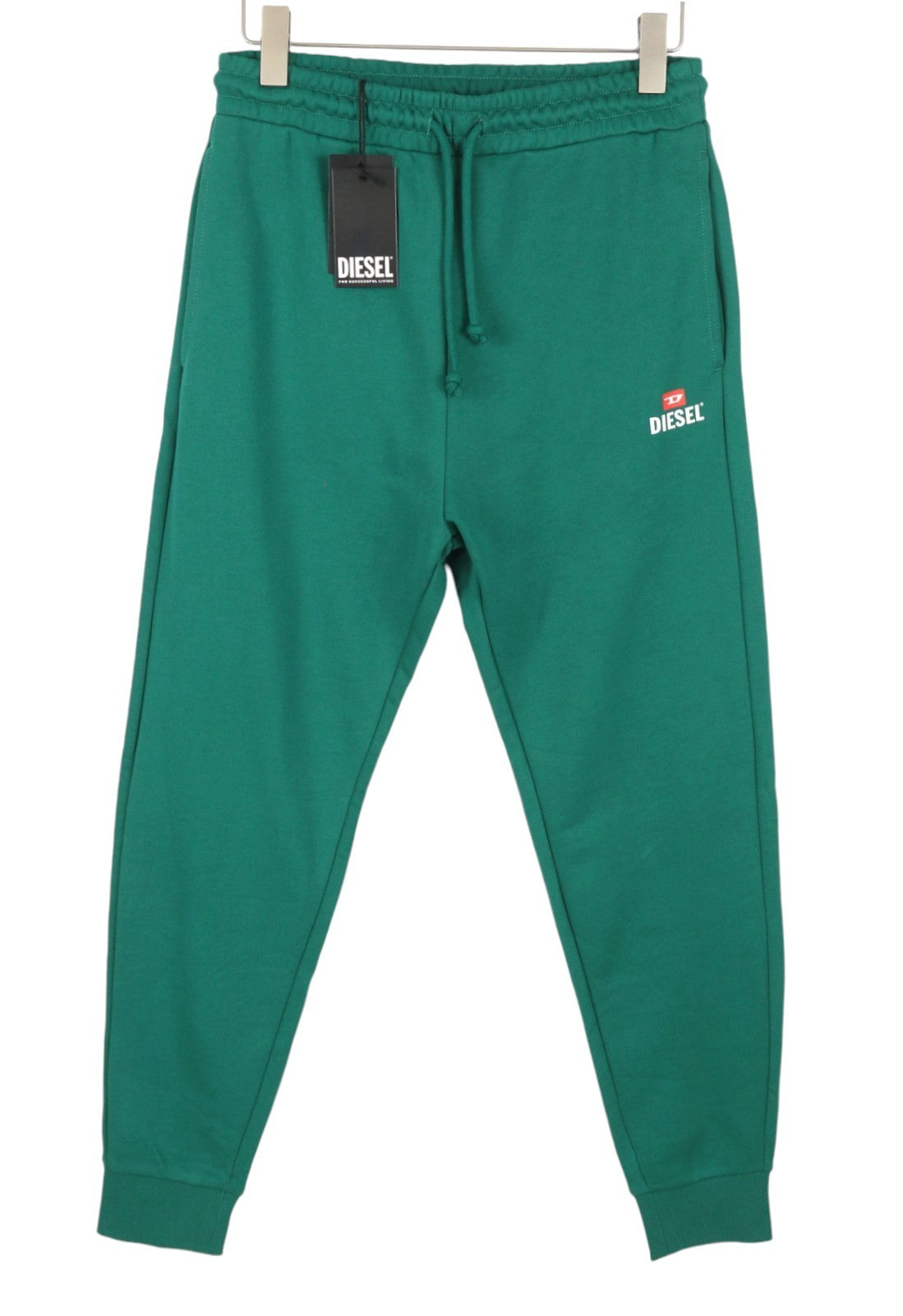 DIESEL P-Tary New D Logo Men Trousers XL Green Drawstring Waist Sweatpants