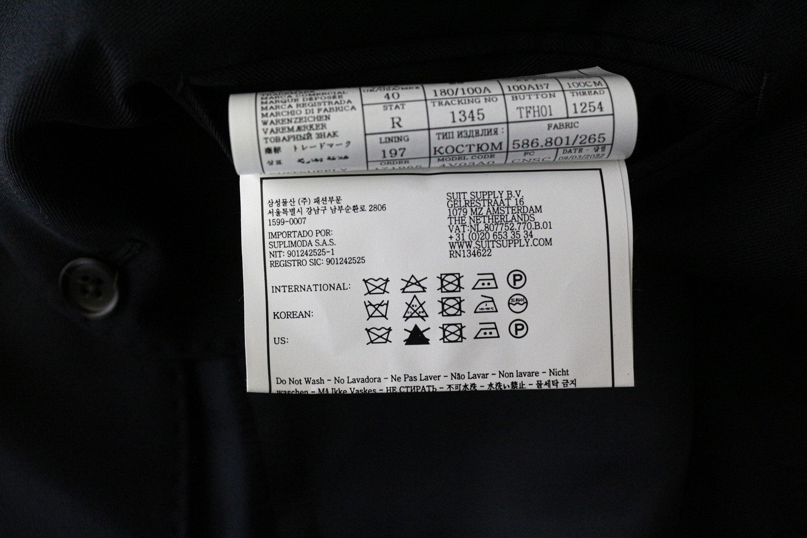 SUITSUPPLY Ferrara Men's Waistcoat UK40R Pure Wool Navy Blue Slim Fit Vest