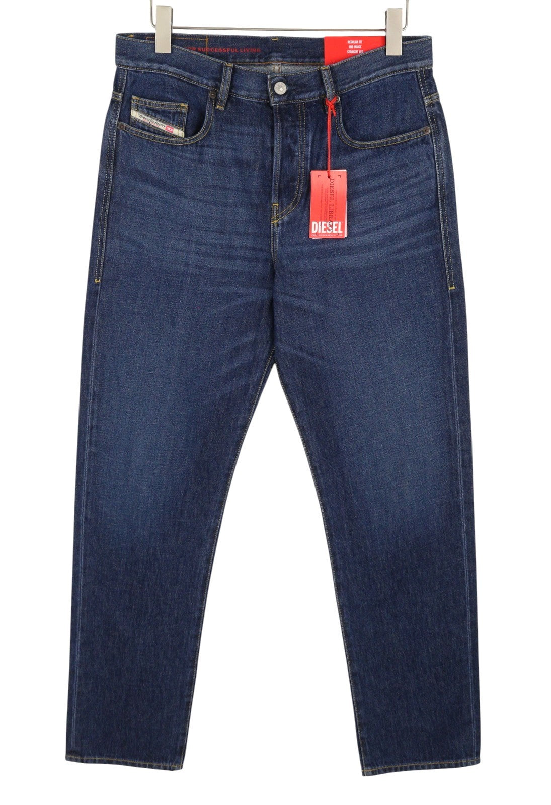 DIESEL 2020 D-Viker 09C03 Men Jeans W32/L34 Blue Faded Regular Straight RRP160