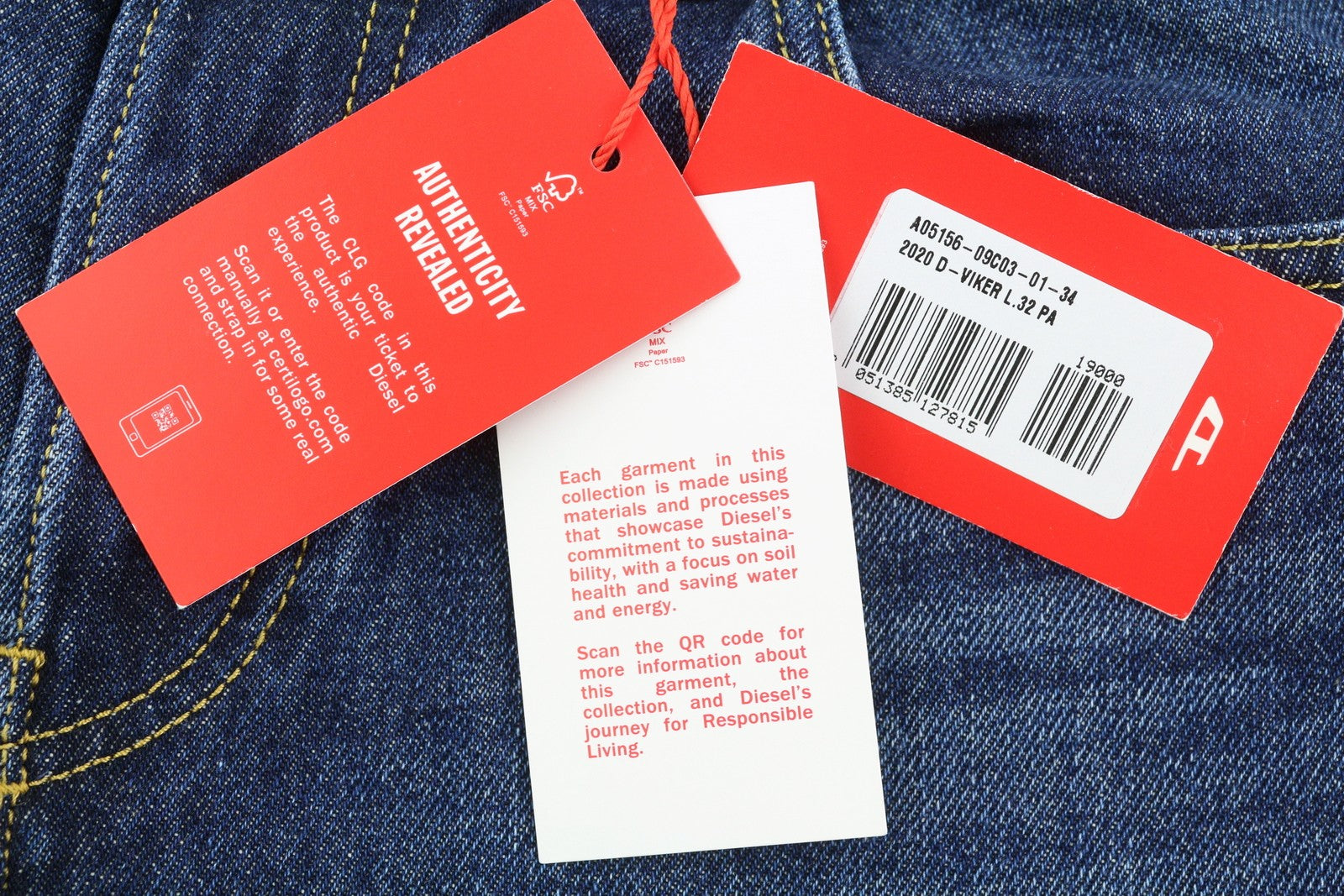 DIESEL 2020 D-Viker 09C03 Men Jeans W34/L32 Blue Faded Regular Straight RRP160