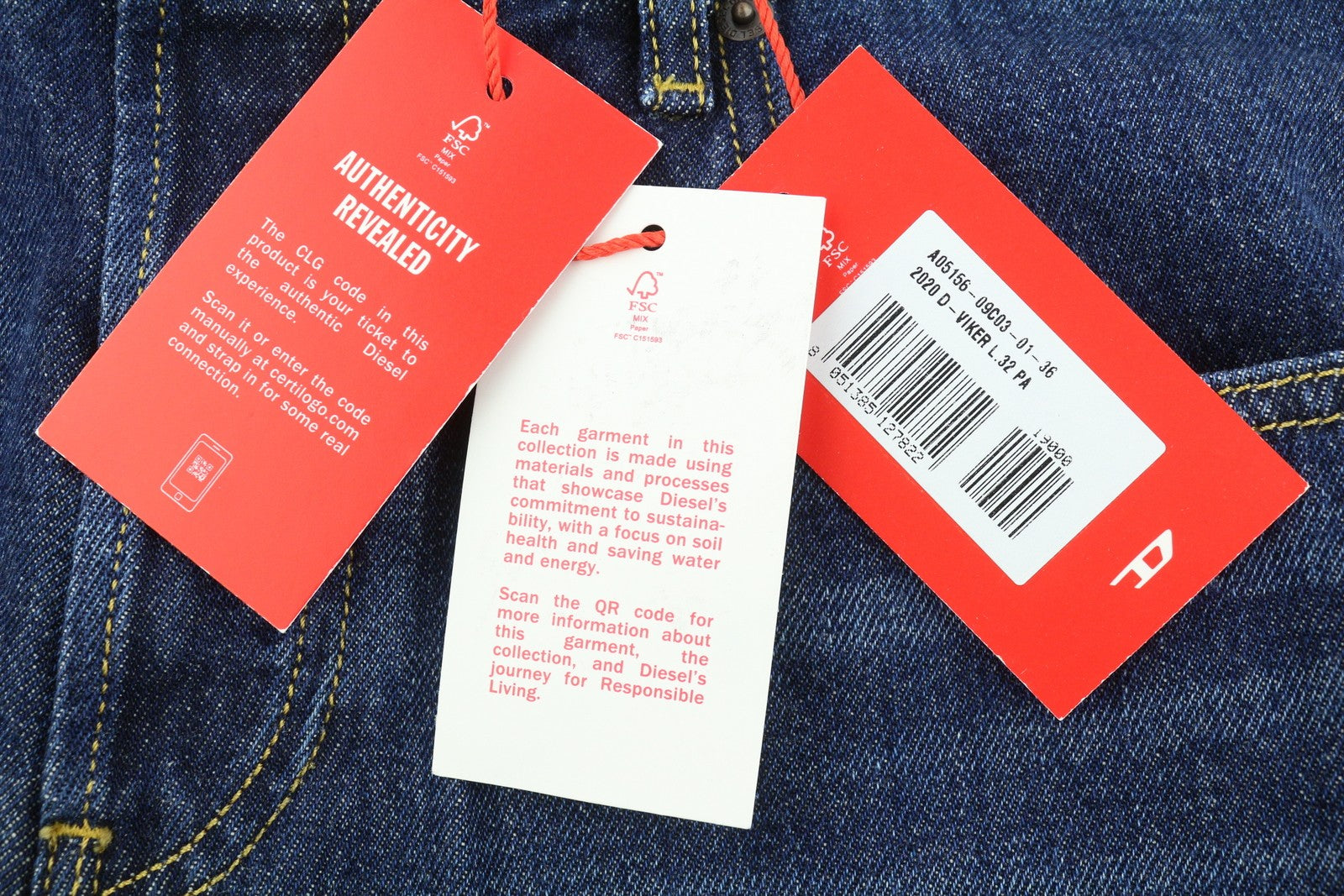 DIESEL 2020 D-Viker 09C03 Men Jeans W36/L32 Blue Faded Regular Straight RRP160