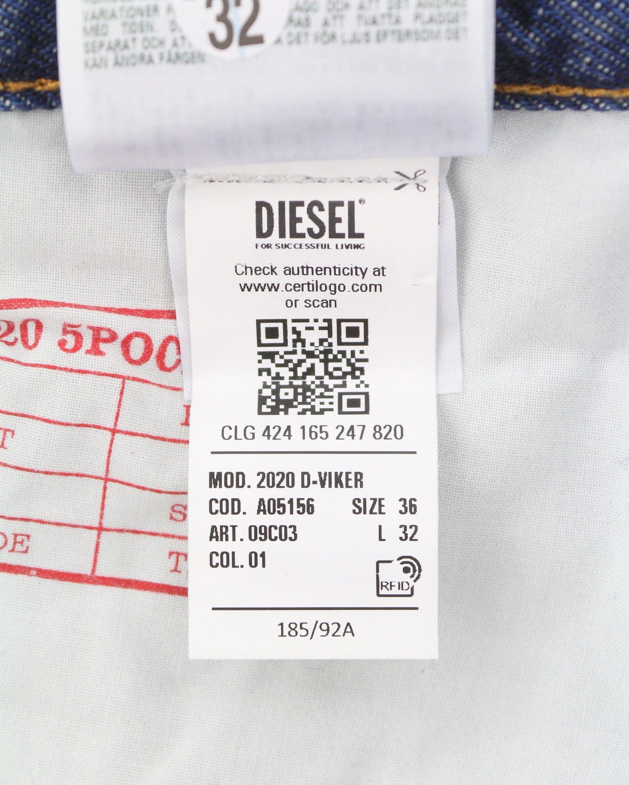 DIESEL 2020 D-Viker 09C03 Men Jeans W36/L32 Blue Faded Regular Straight RRP160