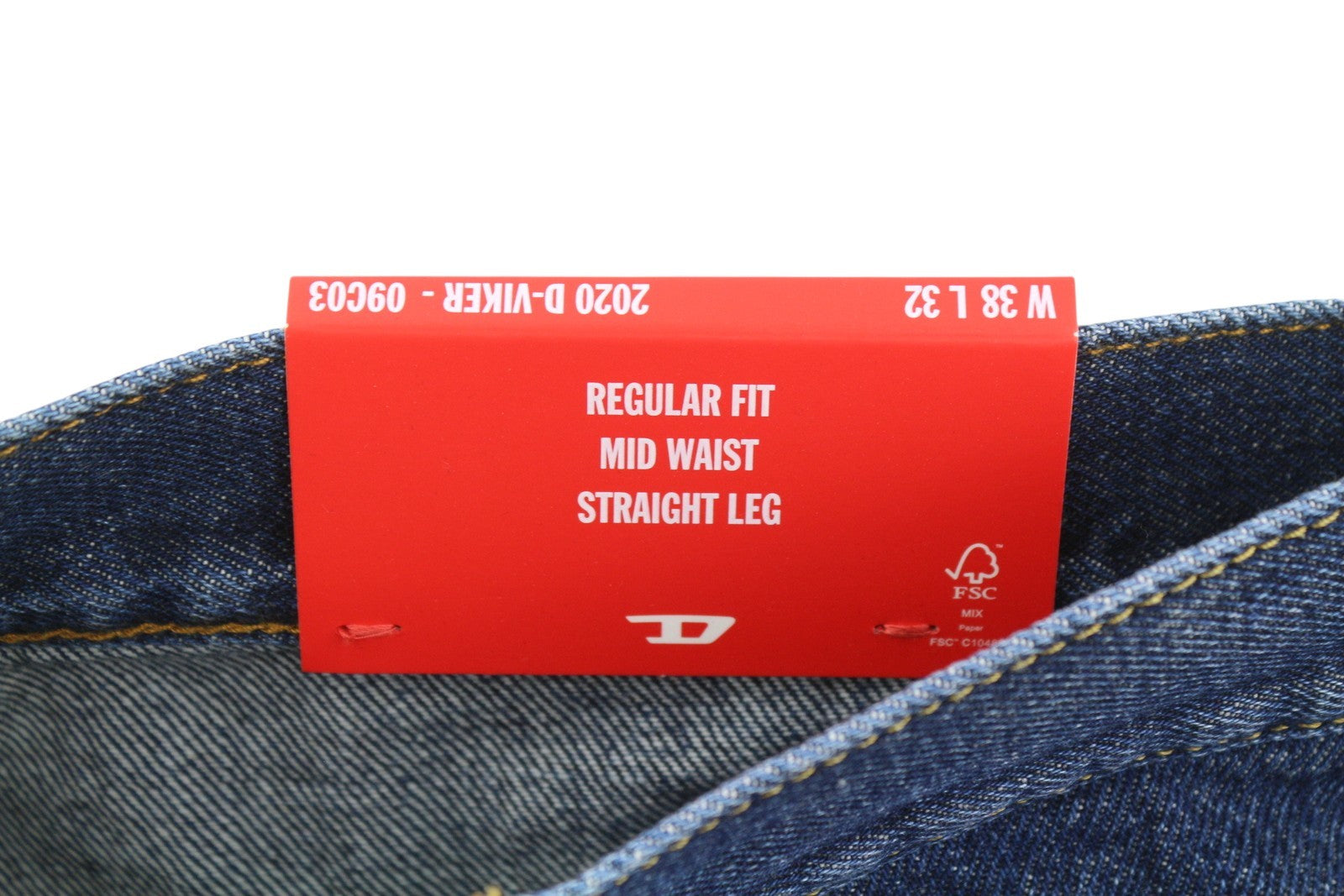 DIESEL 2020 D-Viker 09C03 Men Jeans W38/L32 Blue Faded Regular Straight RRP160