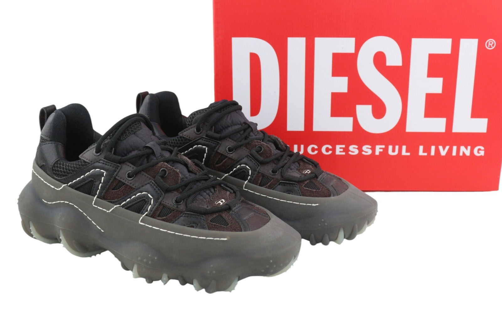 DIESEL S-Prototype P1 Men Sneakers EU43 Black Low Top Lace Up RRP350