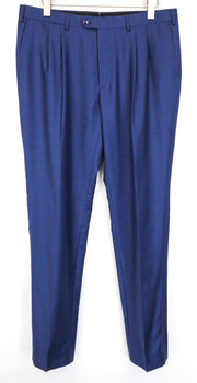 SUITSUPPLY Brescia Men's Trousers UK38R Blue Pure Wool Pleated Slim Cut Pants