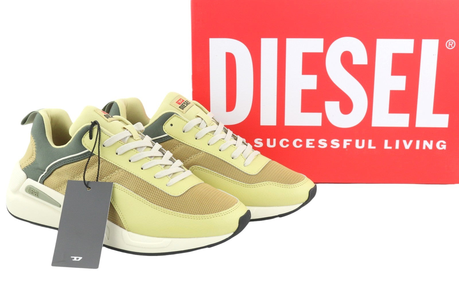 DIESEL S-Serena Low Men Sneakers EU43 Sand Low Top Lace Up Almond Toe RRP195