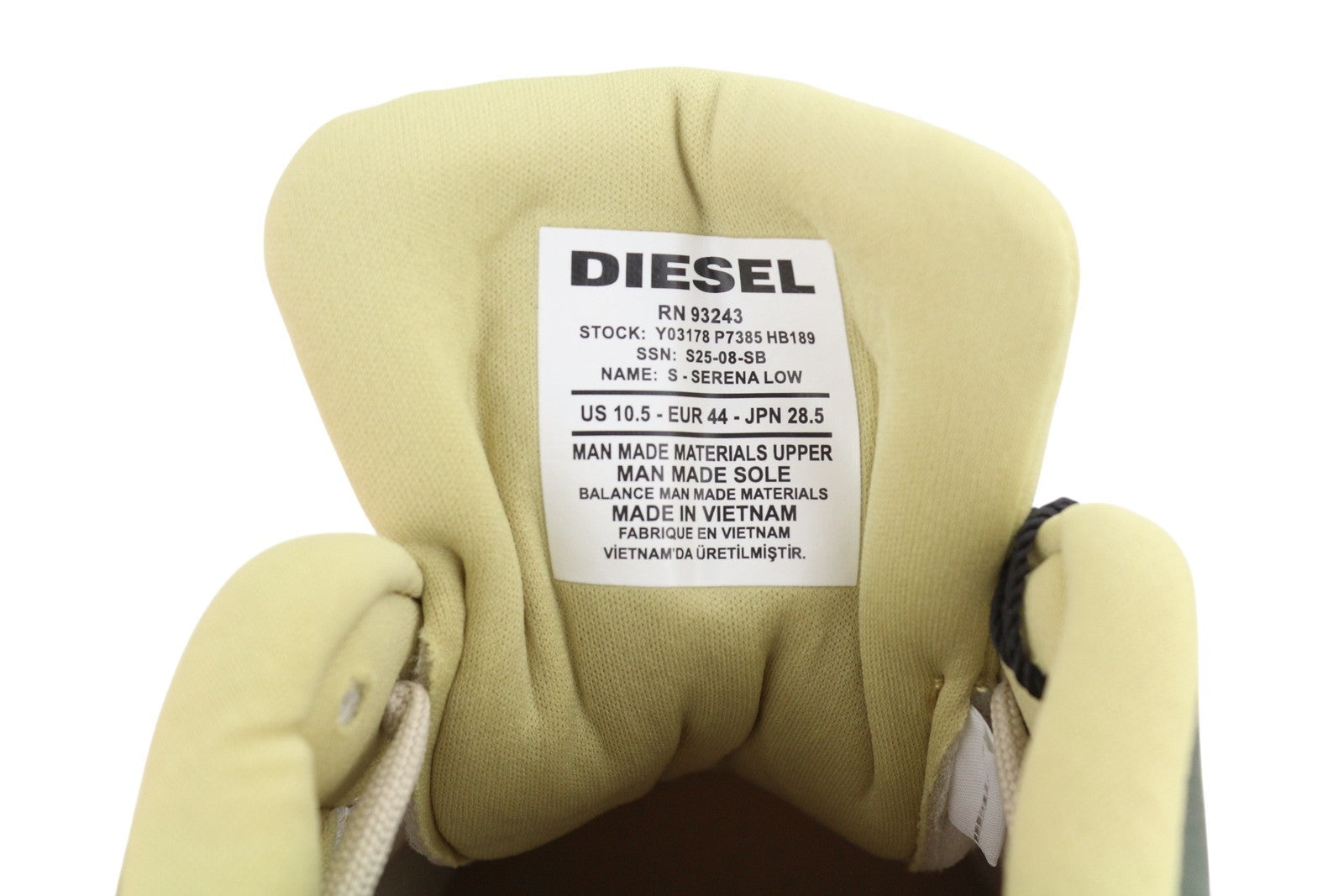 DIESEL S-Serena Low Men Sneakers EU44 Sand Low Top Lace Up Almond Toe RRP195