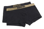 DIESEL Damien-Gft-2Pack Men Underwear L Black Elastic Waist Trunk Boxers