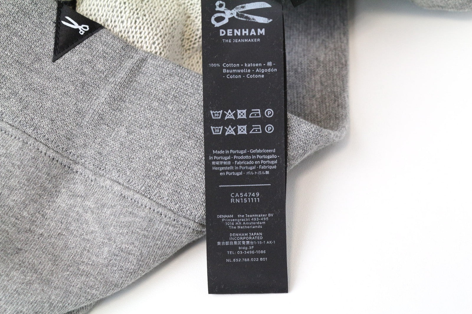 DENHAM moteriškas pilkas medvilninis džemperis ilgomis rankovėmis „Blue City“ 