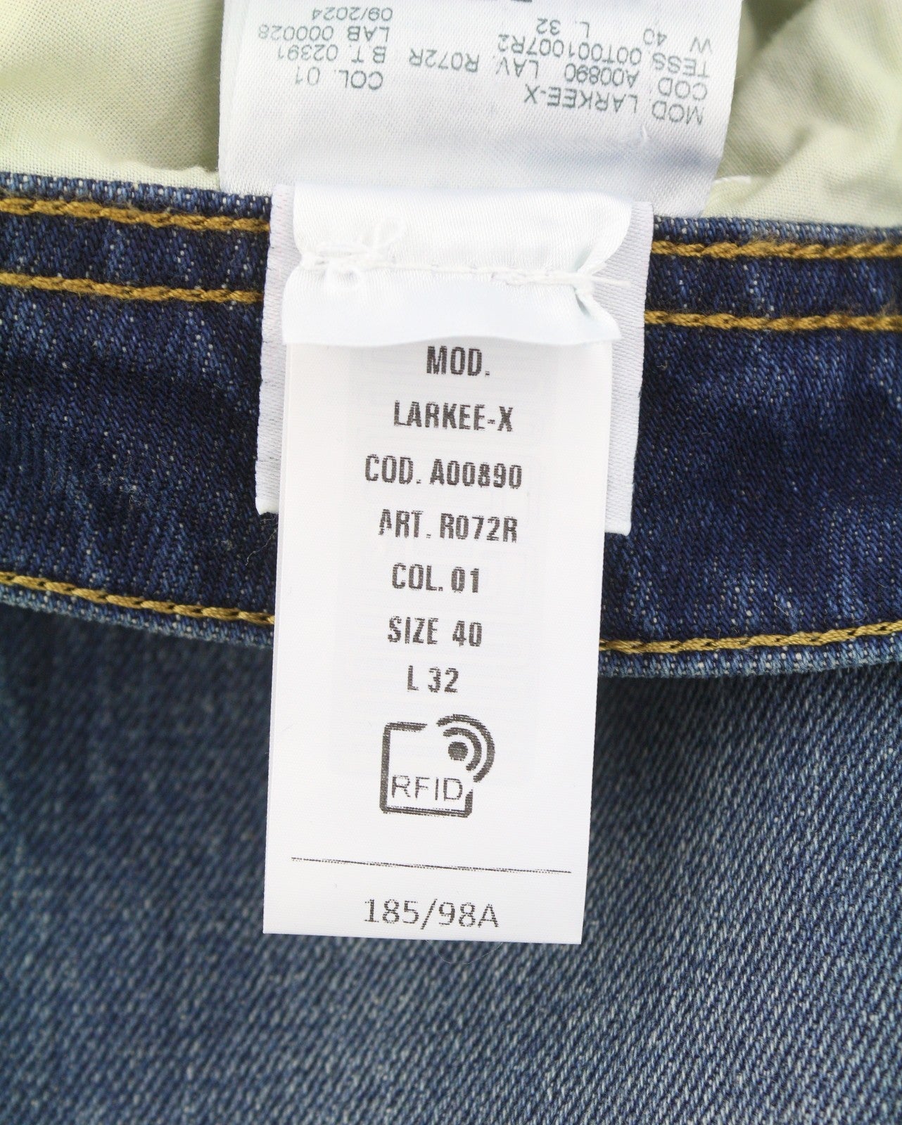 DIESEL Larkee-X R072R Men Jeans W40/L32 Blue Whiskers Faded Straight RRP175