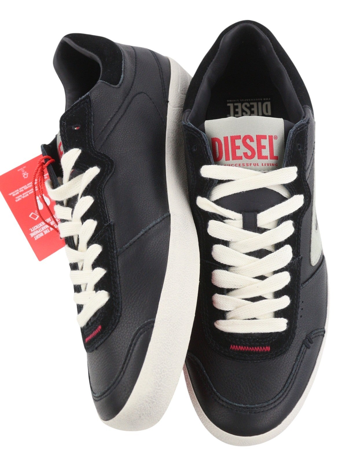DIESEL S-Leroji Low Men Sneakers EU45 Black Leather Low Top Lace Up RRP225