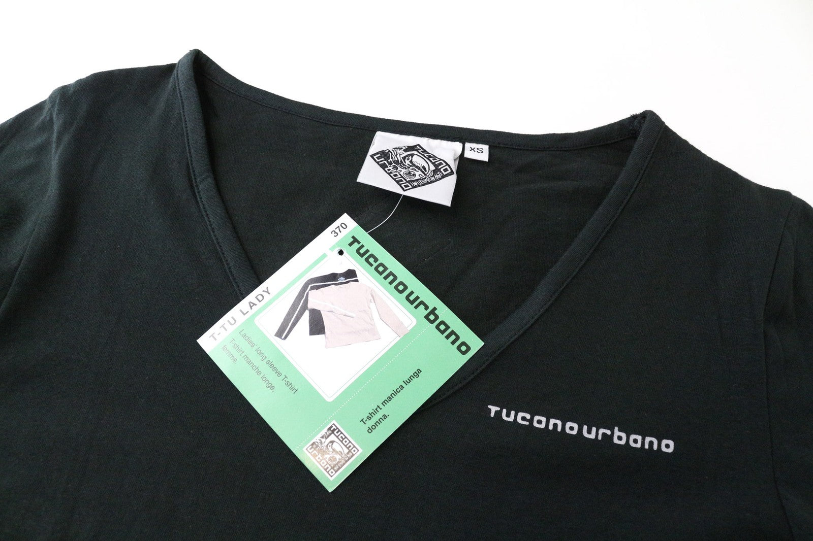 TUCANO URBANO T-TU moteriški marškinėliai ilgomis rankovėmis, juodi, medvilniniai marškinėliai, XS dydis 