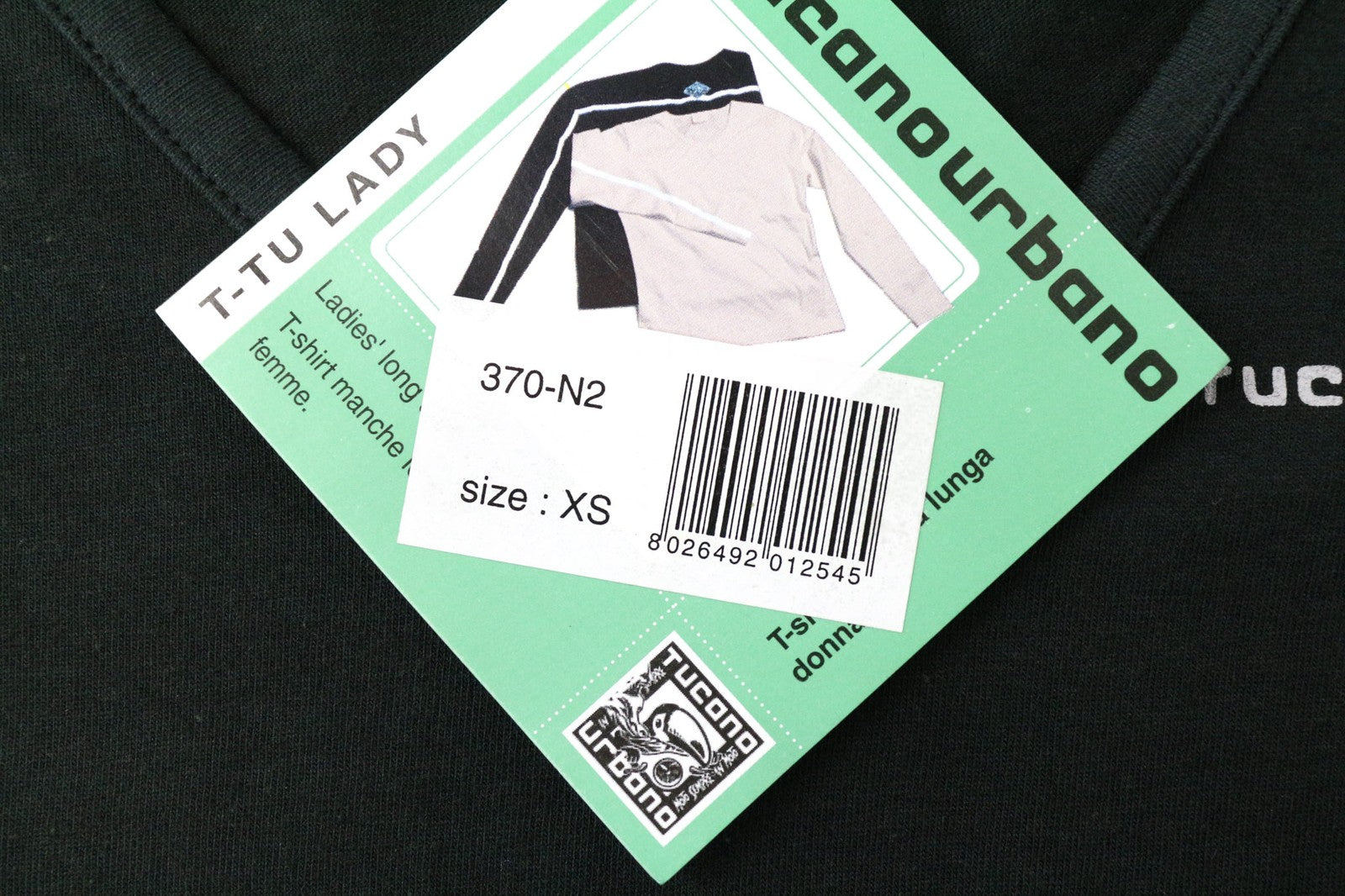 TUCANO URBANO T-TU moteriški marškinėliai ilgomis rankovėmis, juodi, medvilniniai marškinėliai, XS dydis 