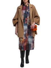 MARINA RINALDI Women's Dress EU54 Colourful Pattern Belted Button Midi