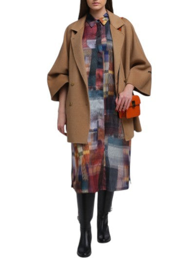 MARINA RINALDI Women's Dress EU54 Colourful Pattern Belted Button Midi