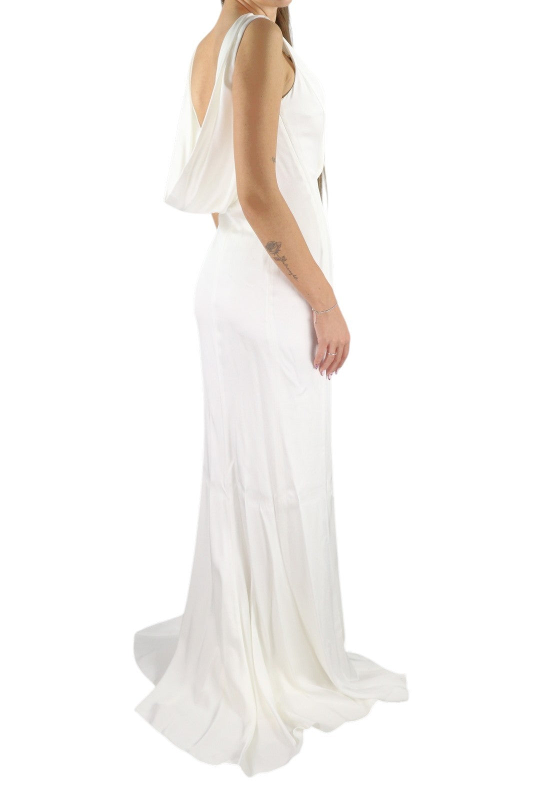 MAX MARA Women's Dress EU42 L White Open Back Sleeveless Wedding Maxi