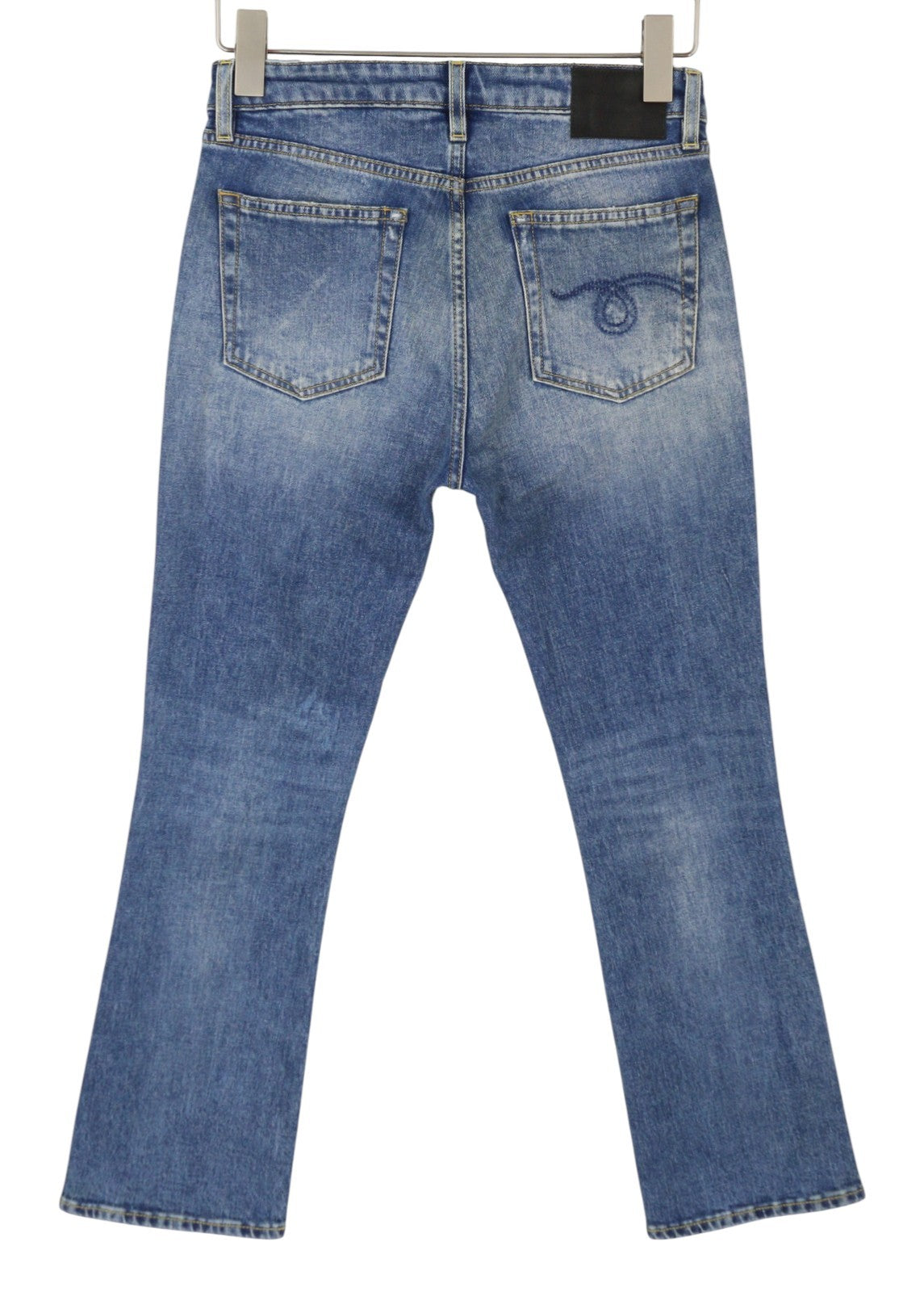 R13 Kick Fit Women's Jeans 27 Jasper Stretch Faded Whisker Crop PS26