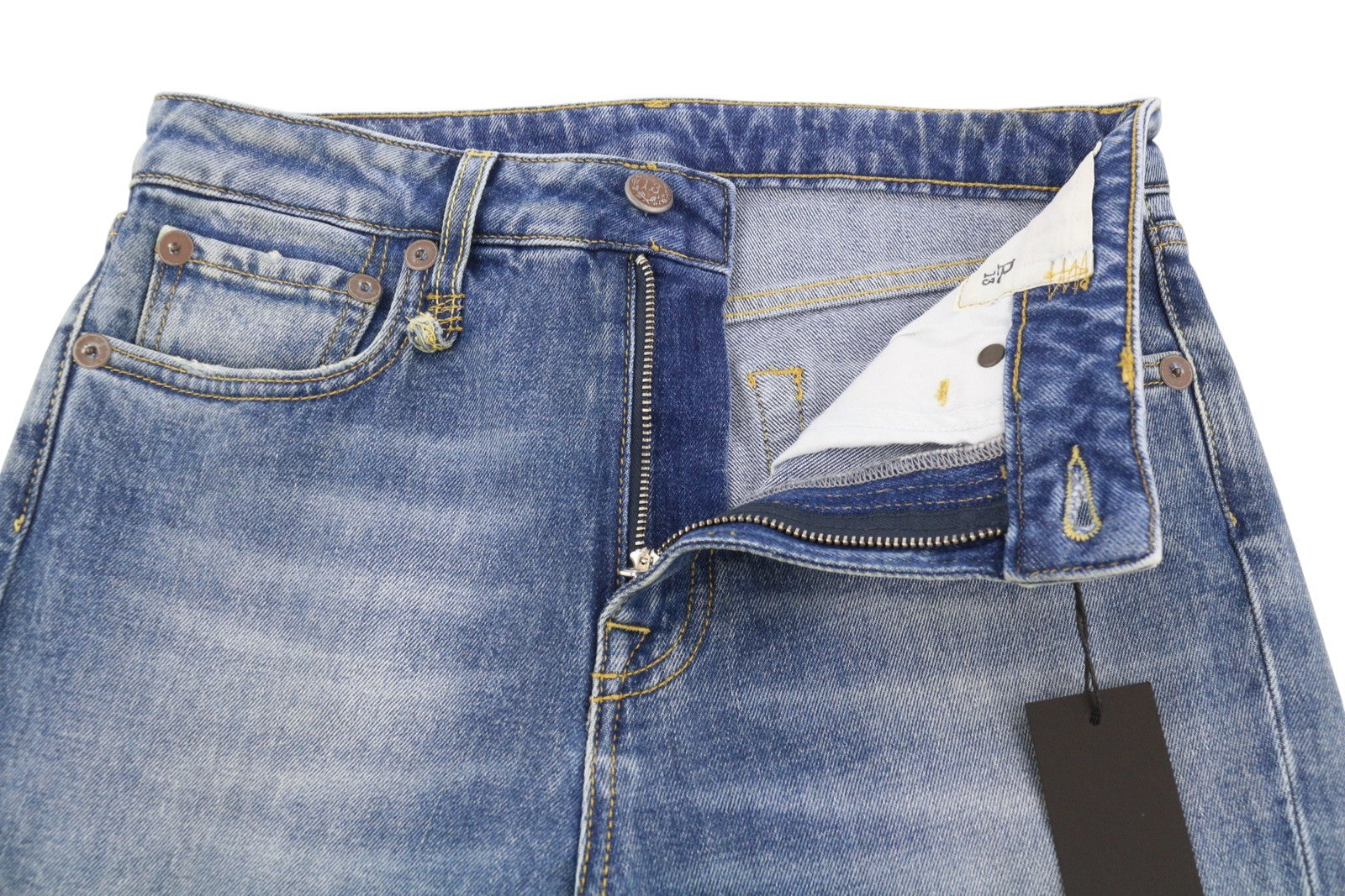 R13 Kick Fit Women's Jeans 27 Jasper Stretch Faded Whisker Crop PS26