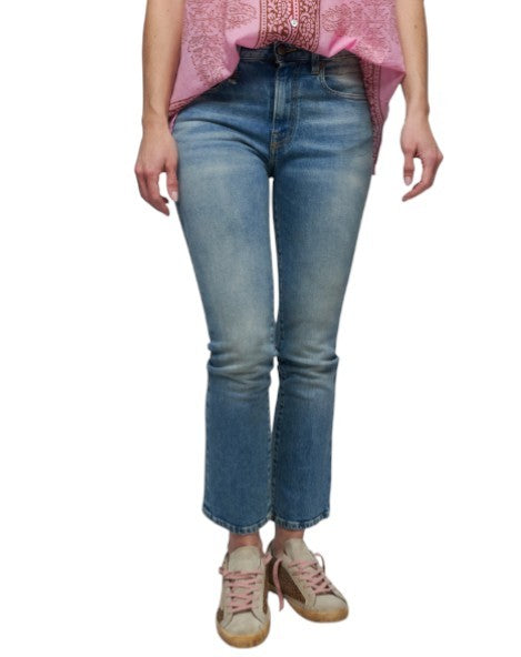R13 Kick Fit Women's Jeans 26 Jasper Stretch Faded Whisker Crop PS26