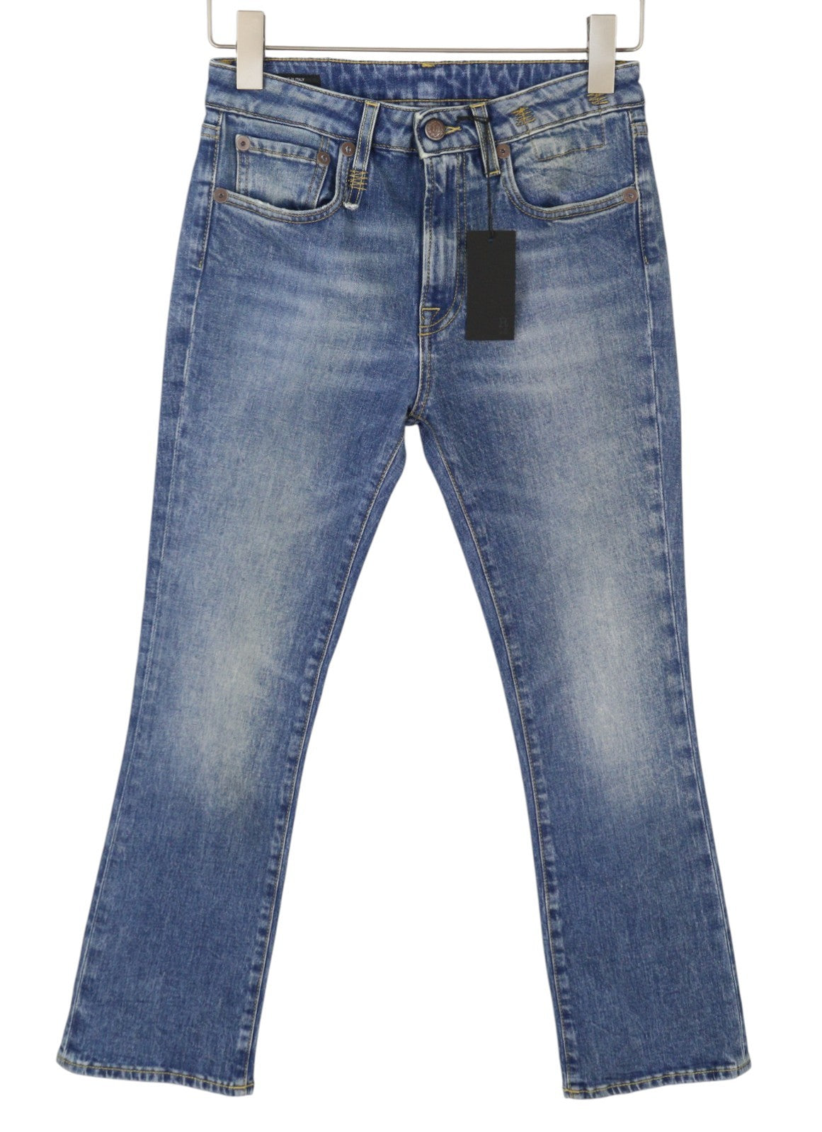 R13 Kick Fit Women's Jeans 26 Jasper Stretch Faded Whisker Crop PS26