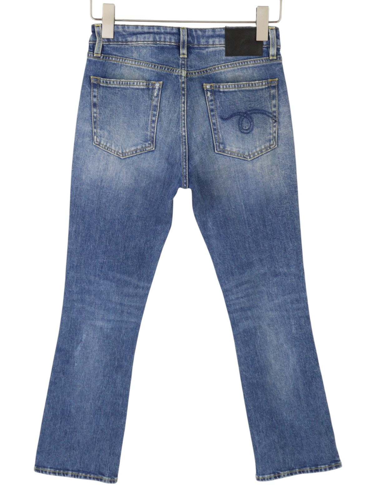 R13 Kick Fit Women's Jeans 26 Jasper Stretch Faded Whisker Crop PS26