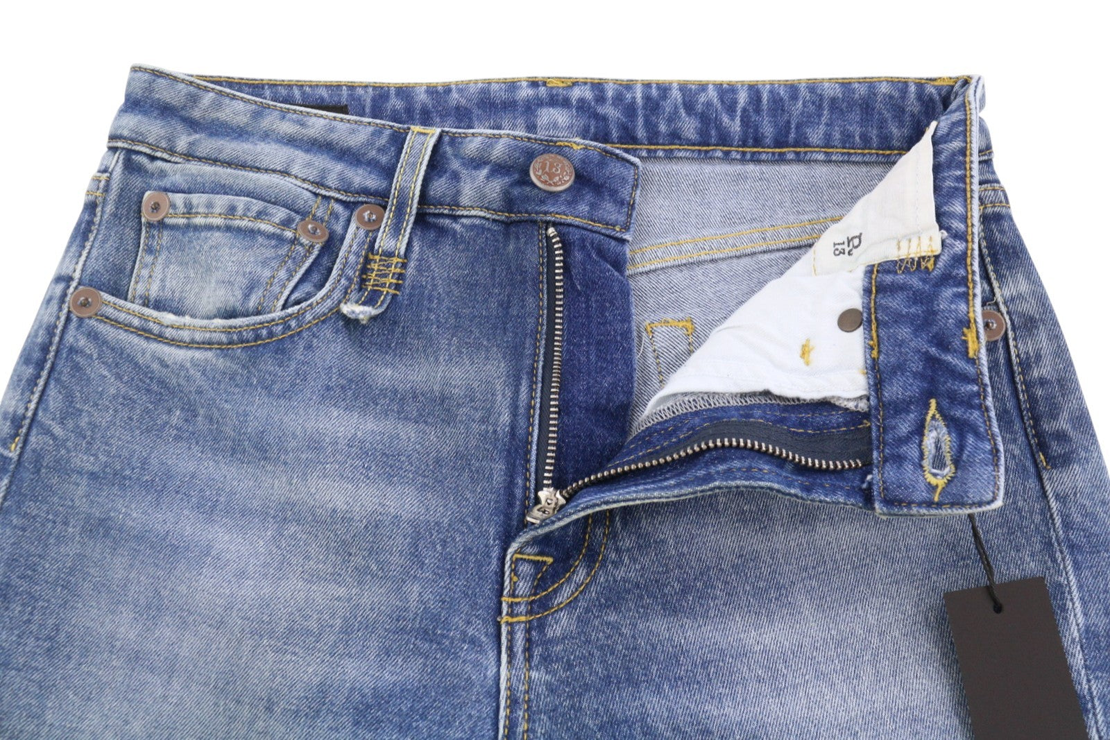 R13 Kick Fit Women's Jeans 26 Jasper Stretch Faded Whisker Crop PS26