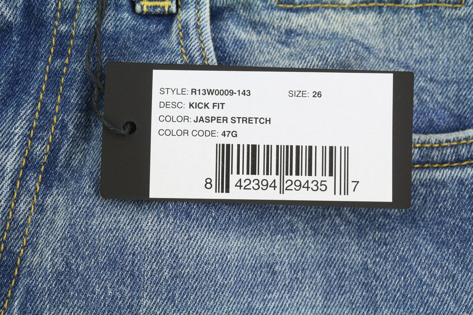 R13 Kick Fit Women's Jeans 26 Jasper Stretch Faded Whisker Crop PS26