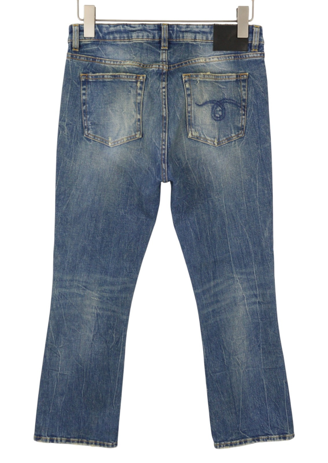 R13 Kick Fit Women's Jeans 28 Kelly Stretch Faded Whisker Crop PS26