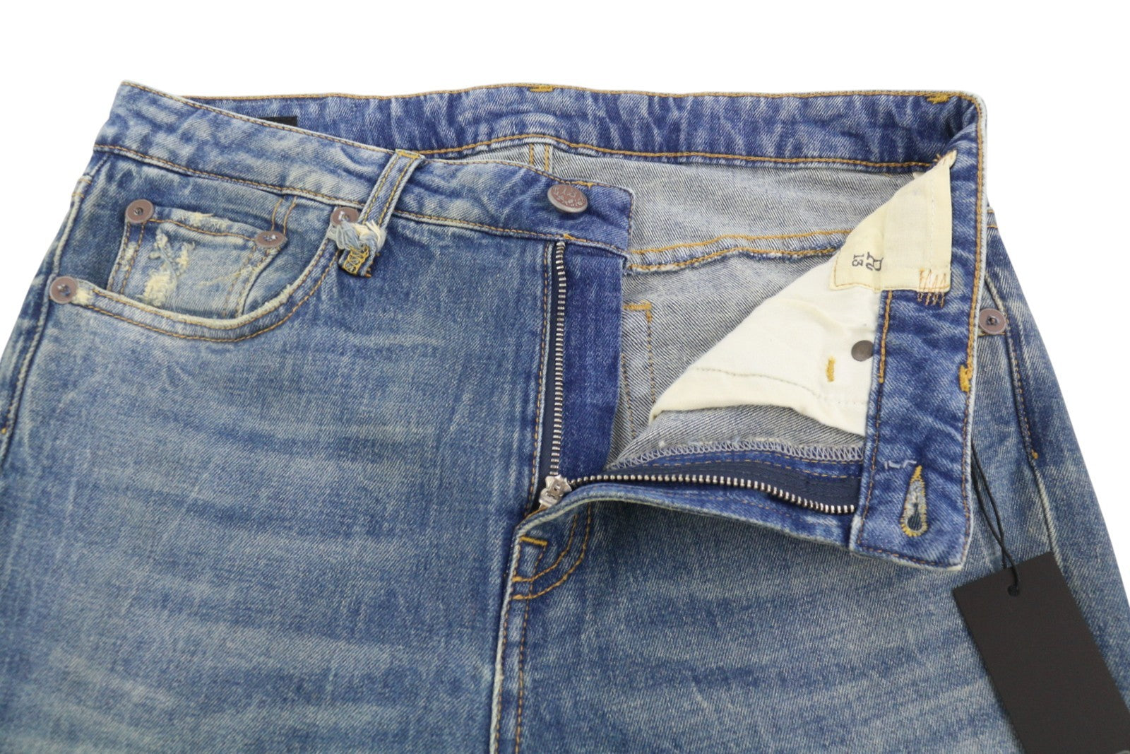 R13 Kick Fit Women's Jeans 28 Kelly Stretch Faded Whisker Crop PS26