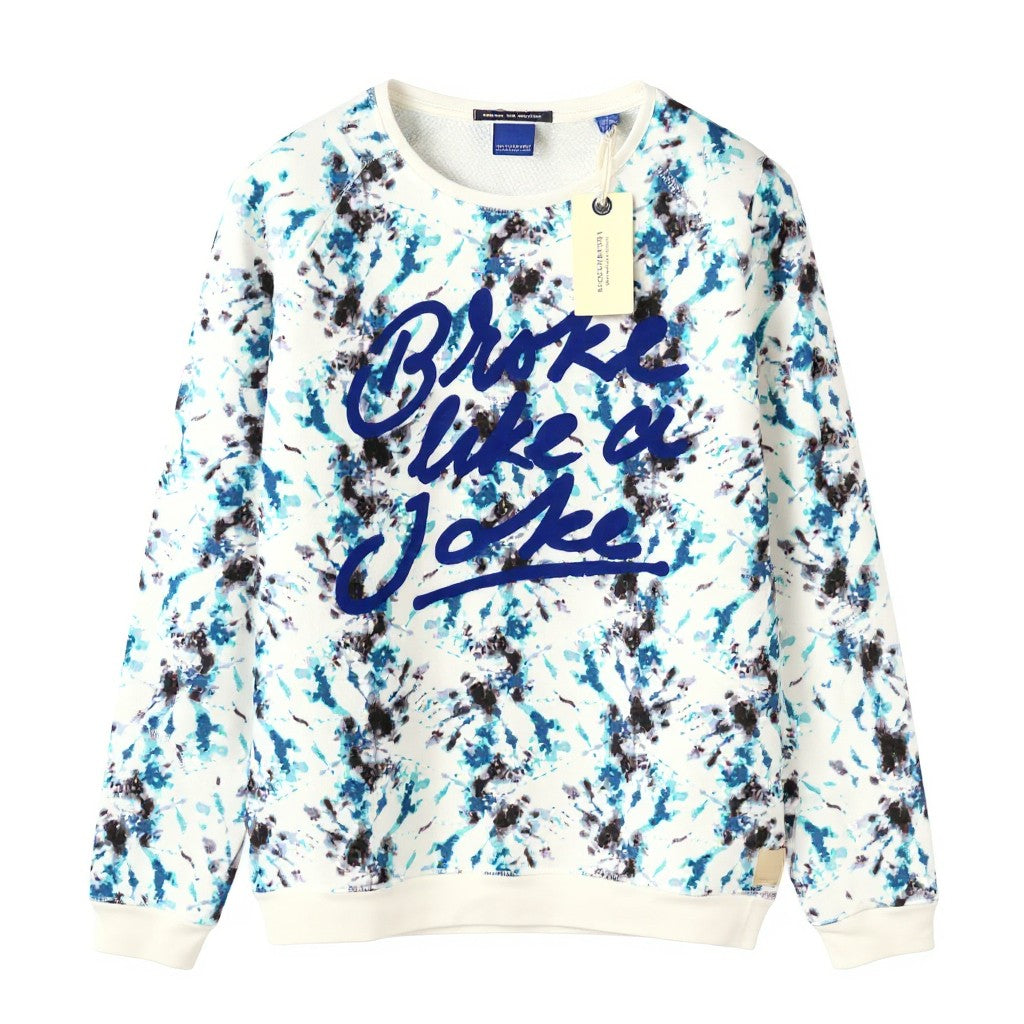 SCOTCH & SODA Men's Sweatshirt M White Pattern Crew Neck Pull On