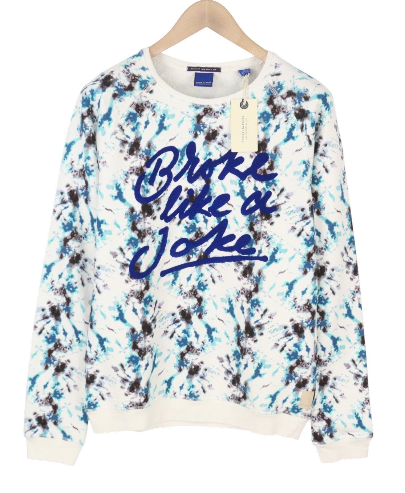 SCOTCH & SODA Men's Sweatshirt M White Pattern Crew Neck Pull On