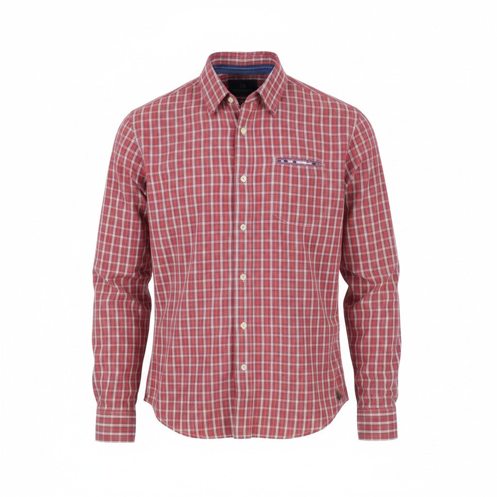 SCOTCH & SODA Men's Shirt S Red Plaid Button-Up Spread Neck Casual