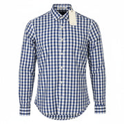 SCOTCH & SODA Men's Shirt M Blue Check Cutaway Neck Long Sleeve Button-Up