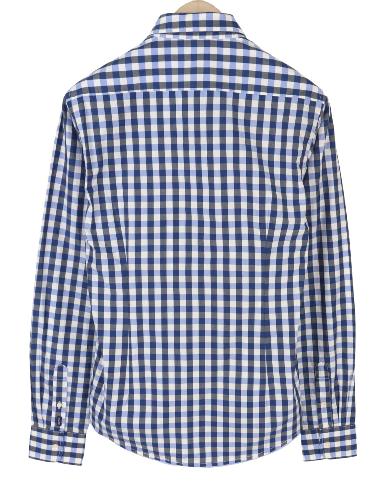 SCOTCH & SODA Men's Shirt M Blue Check Cutaway Neck Long Sleeve Button-Up