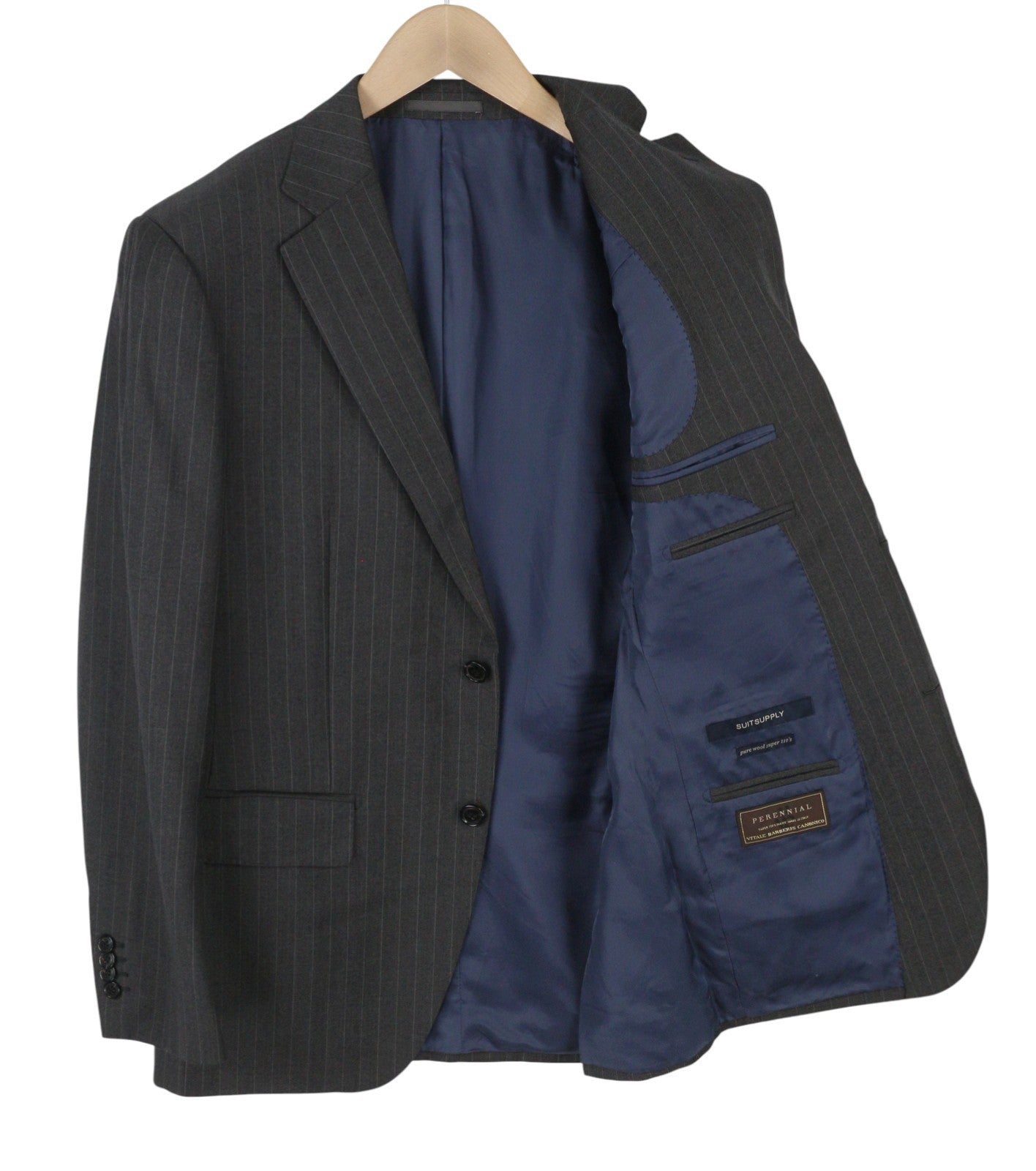 SUITSUPPLY Napoli Men's Blazer UK38R Grey Pinstripe Wool Single Breasted