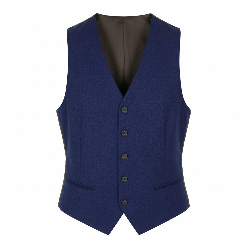 SUITSUPPLY Ferrara Men's Waistcoat UK34R Blue Single Breasted Button Formal