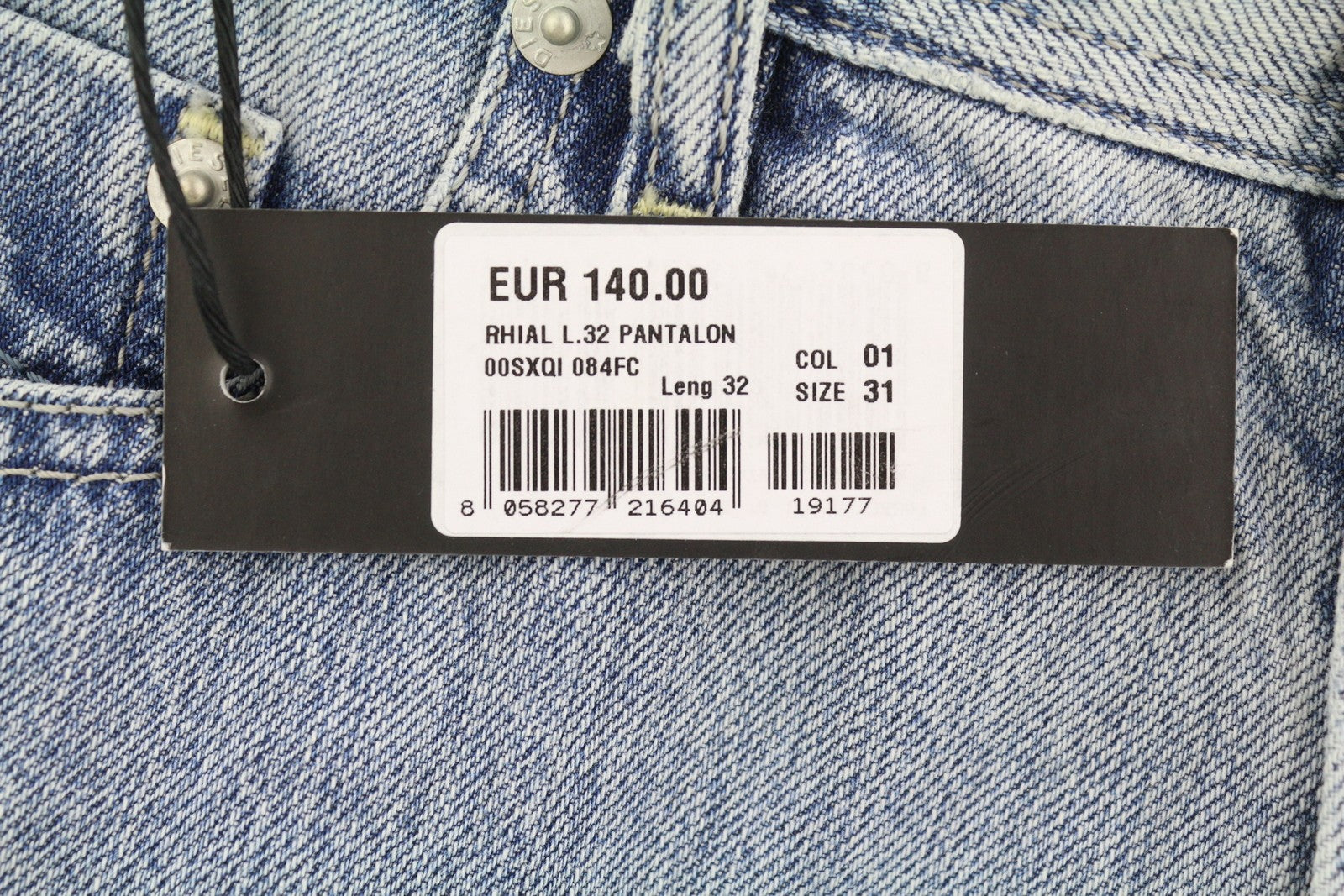 DIESEL Rhial 084FC Men's Jeans W31/L32 Blue Faded Slim Carrot Crop Button