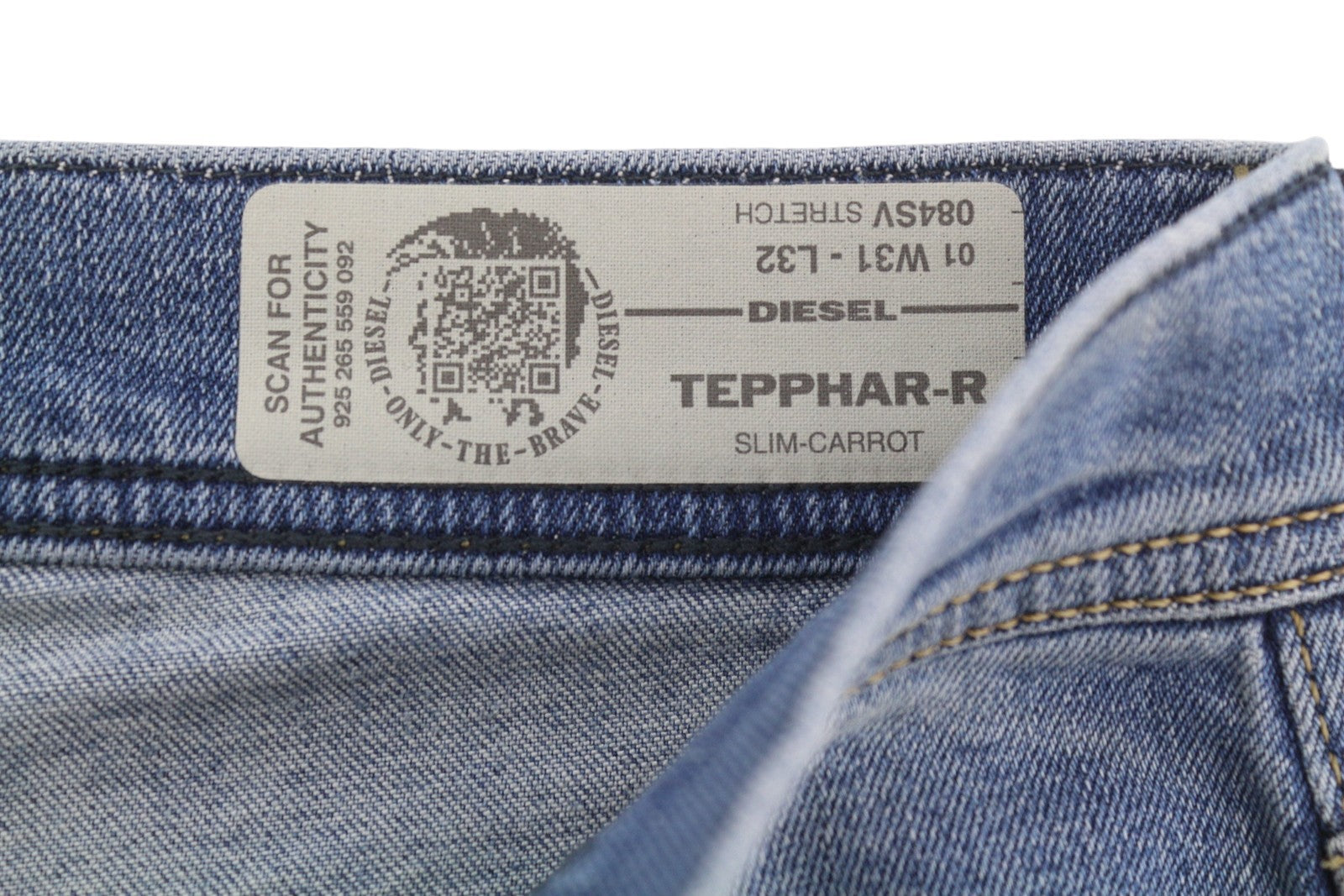 DIESEL Tepphar-R 084SV Men's Jeans W31/L32 Blue Slim Carrot Distress Stretch