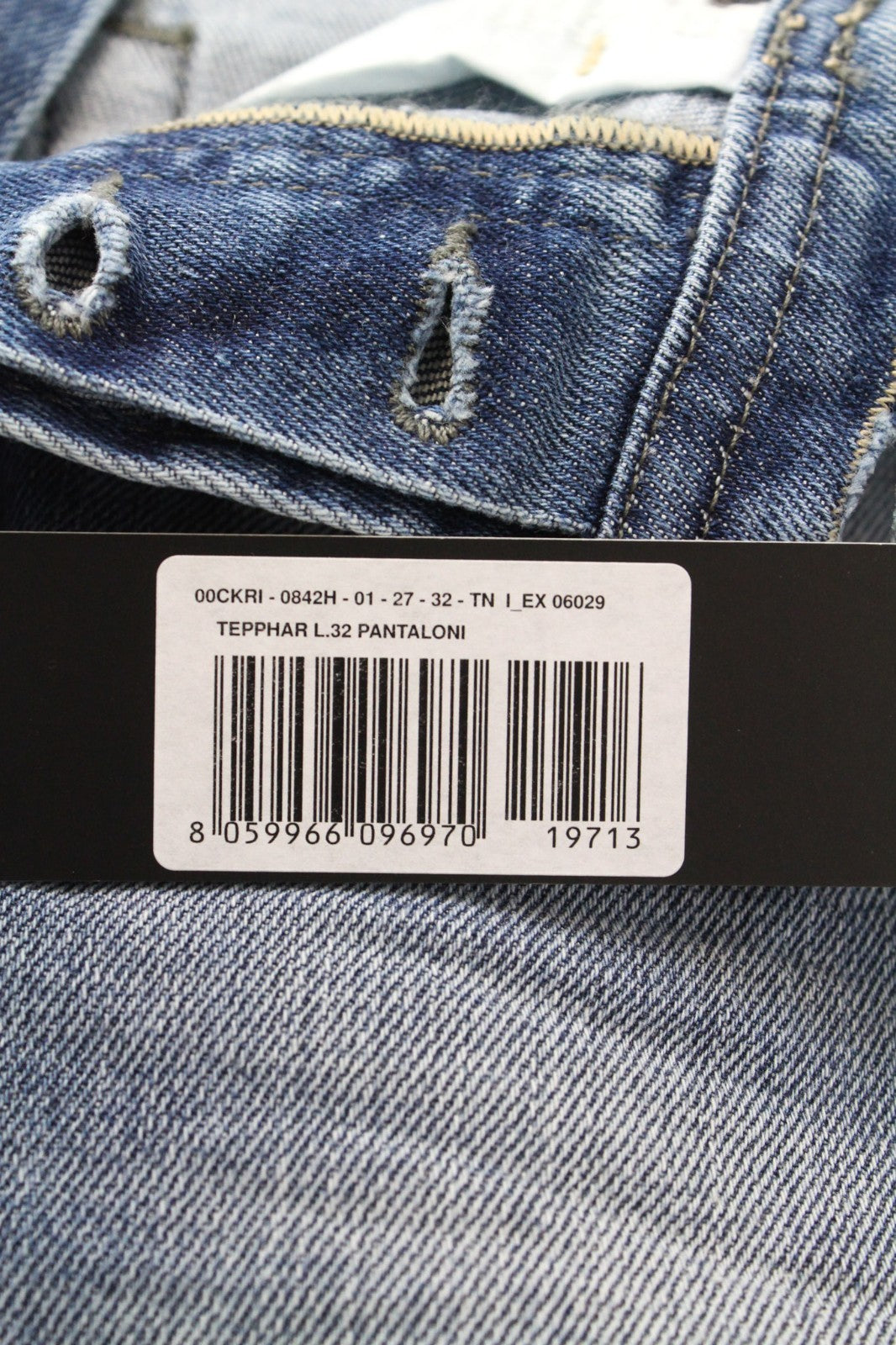 DIESEL Tepphar 0842H Men Jeans W27/L32 Blue Slim Carrot Boys Stretch Buttoned