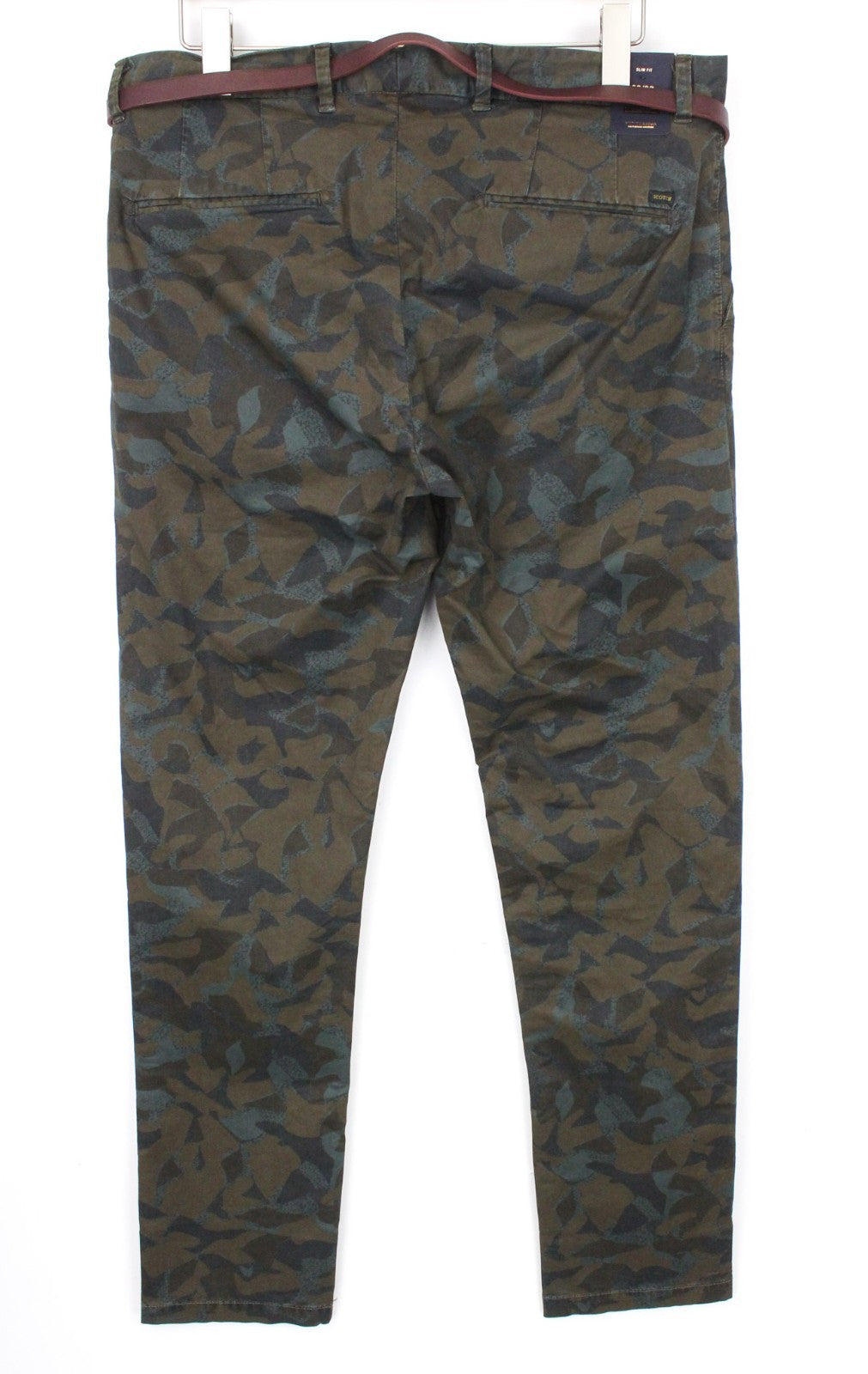 SCOTCH & SODA Stuart Men Trousers W33/L32 Green Slim Chino Camo Garment-Dyed