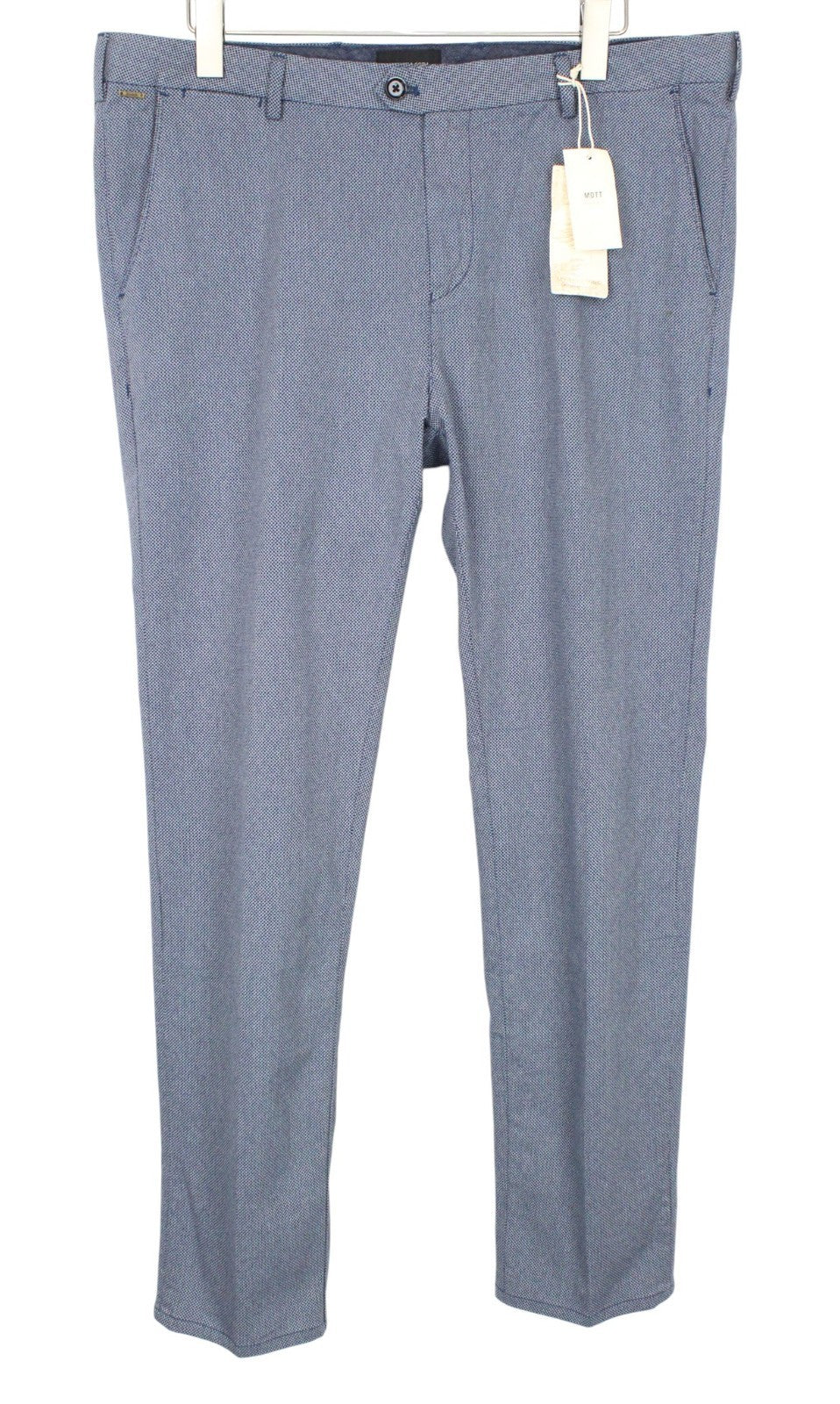 SCOTCH & SODA Mott Men Trousers W38/L34 Blue Super Slim Chino Herringbone Zip