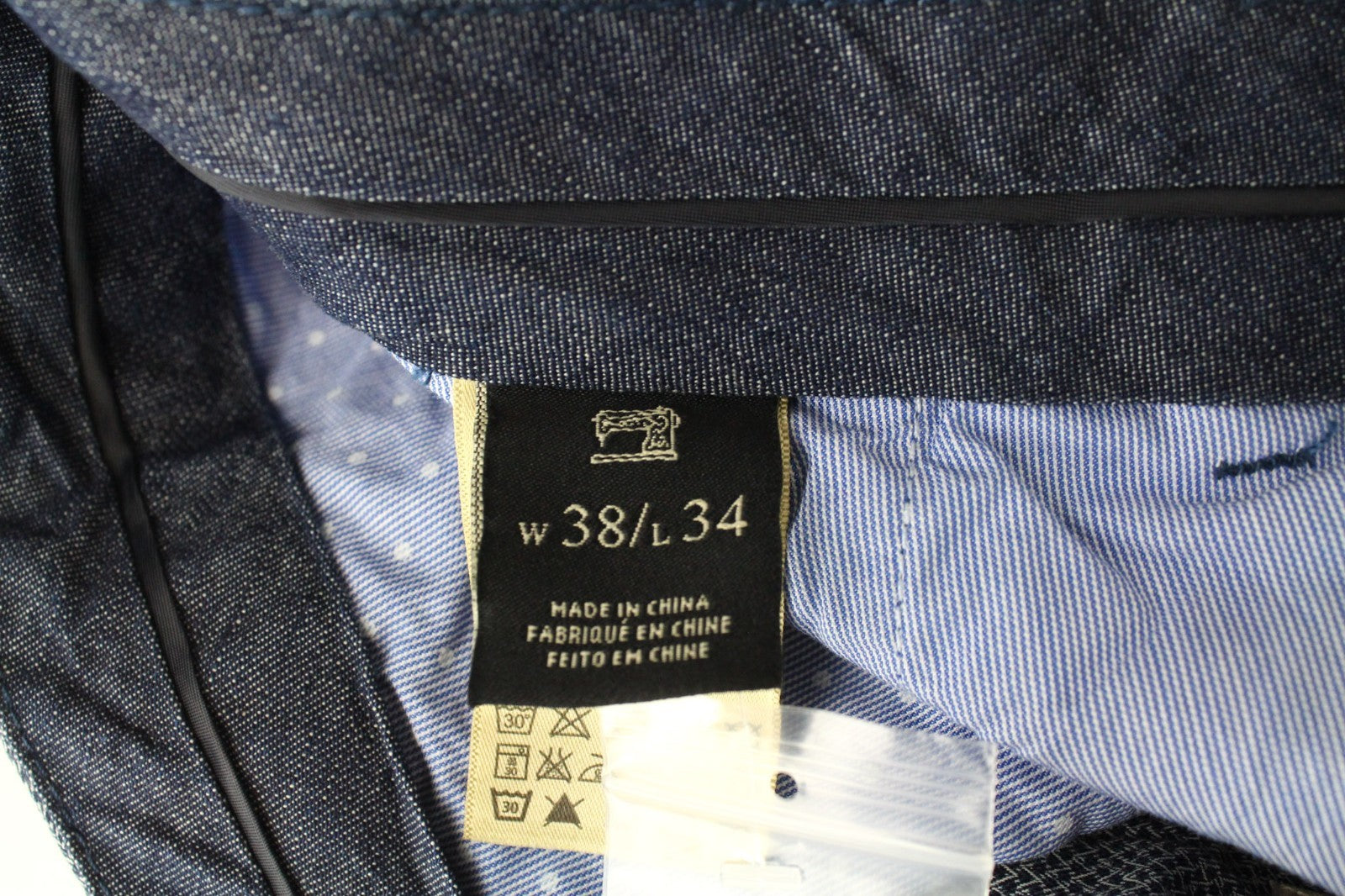 SCOTCH & SODA Mott Men Trousers W38/L34 Blue Super Slim Chino Herringbone Zip